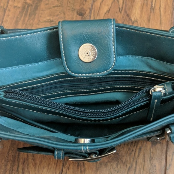 Teal shoulder bag- three pocket - Picture 2 of 2